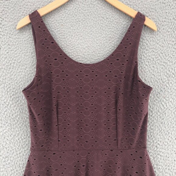 LOFT Dress Womens Small Purple Eyelet Lace Cutout Back Stretch Mini Sleeveless - Picture 2 of 11